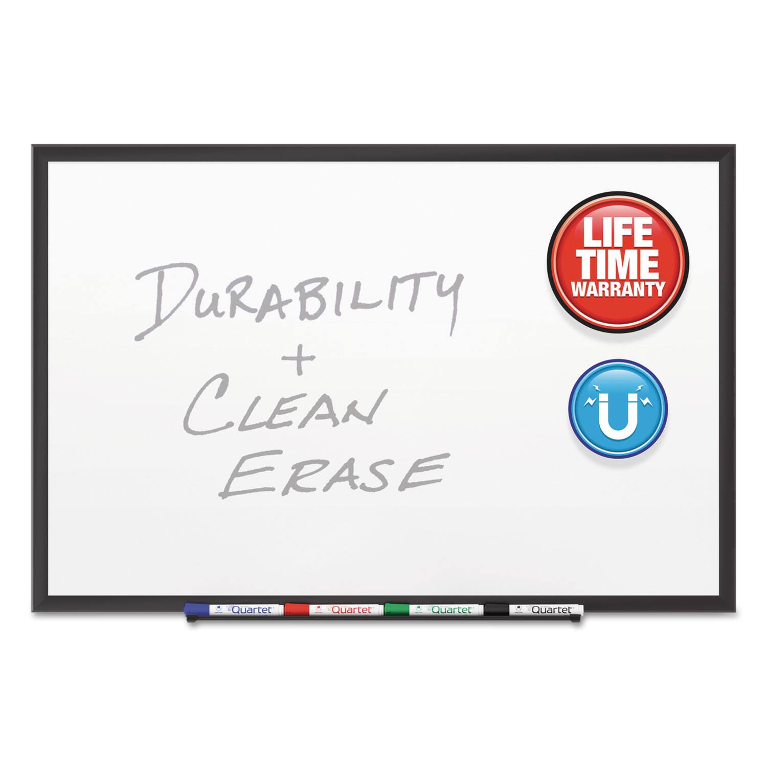 LIFE TIME WARRANTY  
DURABILITY + CLEAN ERASE  
Quartet Quartet Quartet Quartet