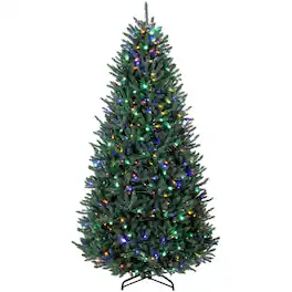 Forest'nSky - 9 ft. Prelit Colorado Blue Spruce Artificial Christmas Tree with 880 Warm White and Multicolor LED Lights - Green