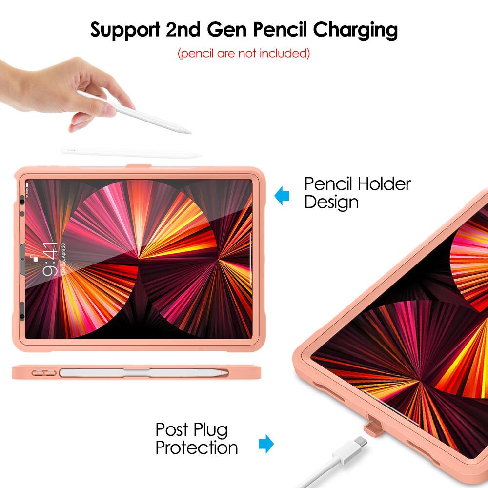 Support 2nd Gen Pencil Charging  
(pencil are not included)

Pencil Holder Design

Post Plug Protection