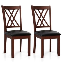 Gymax - Set of 2 Dining Chair Kitchen Chair with Backrest Padded Seat & Rubber Wood Legs - Brown, Black