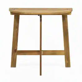 RYHNUYNE - Outdoor Half-Round Folding Acacia Wood Bistro Table,Weather Resistant Space-Saving Side Table for Patio Balcony Porch - Natural