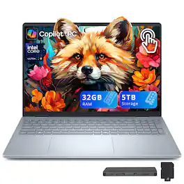 Dell - Plus 16" 2K Touch Laptop,Intel Ultra 9 288V,32GB RAM,4TB SSD+1TB Dock Set,Backlit KB,Copilot+ PC,Wi-Fi 7,Win11 - Blue