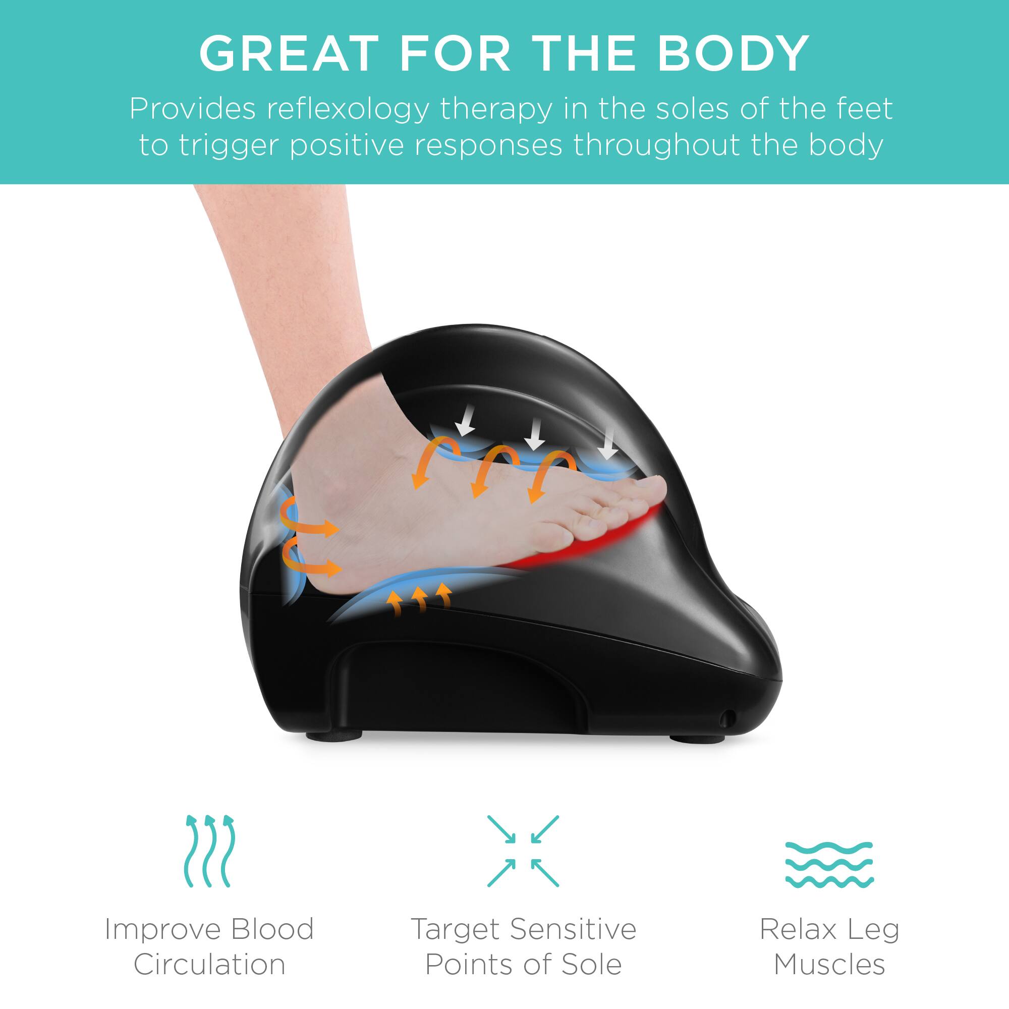 GREAT FOR THE BODY

Provides reflexology therapy in the soles of the feet to trigger positive responses throughout the body.

- Improve Blood Circulation
- Target Sensitive Points of Sole
- Relax Leg Muscles