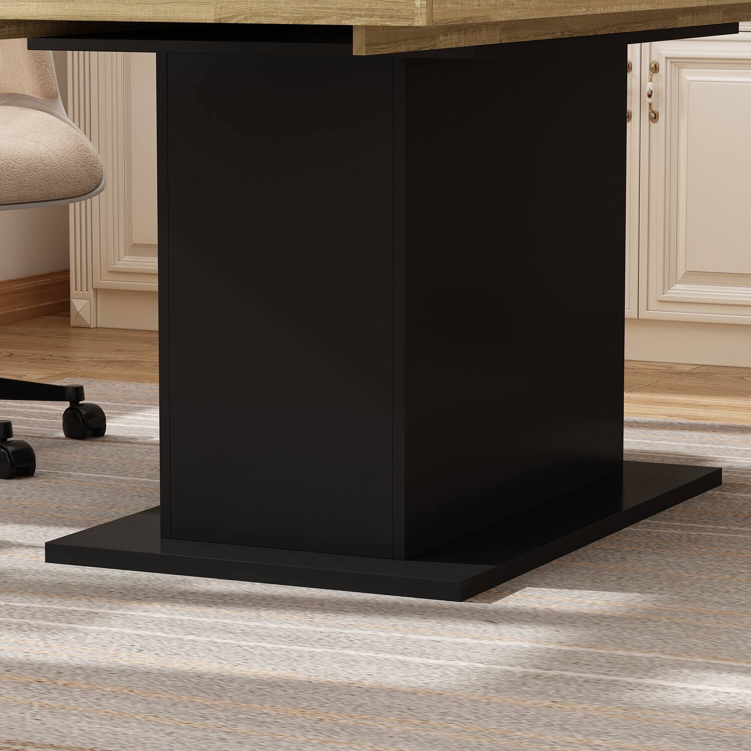 Alt View 10. FUFU&GAGA - FUFU&GAGA Expandable Conference Table - Office Meeting, Team Collaboration & Flexible Work Desk - Black & Wooden.