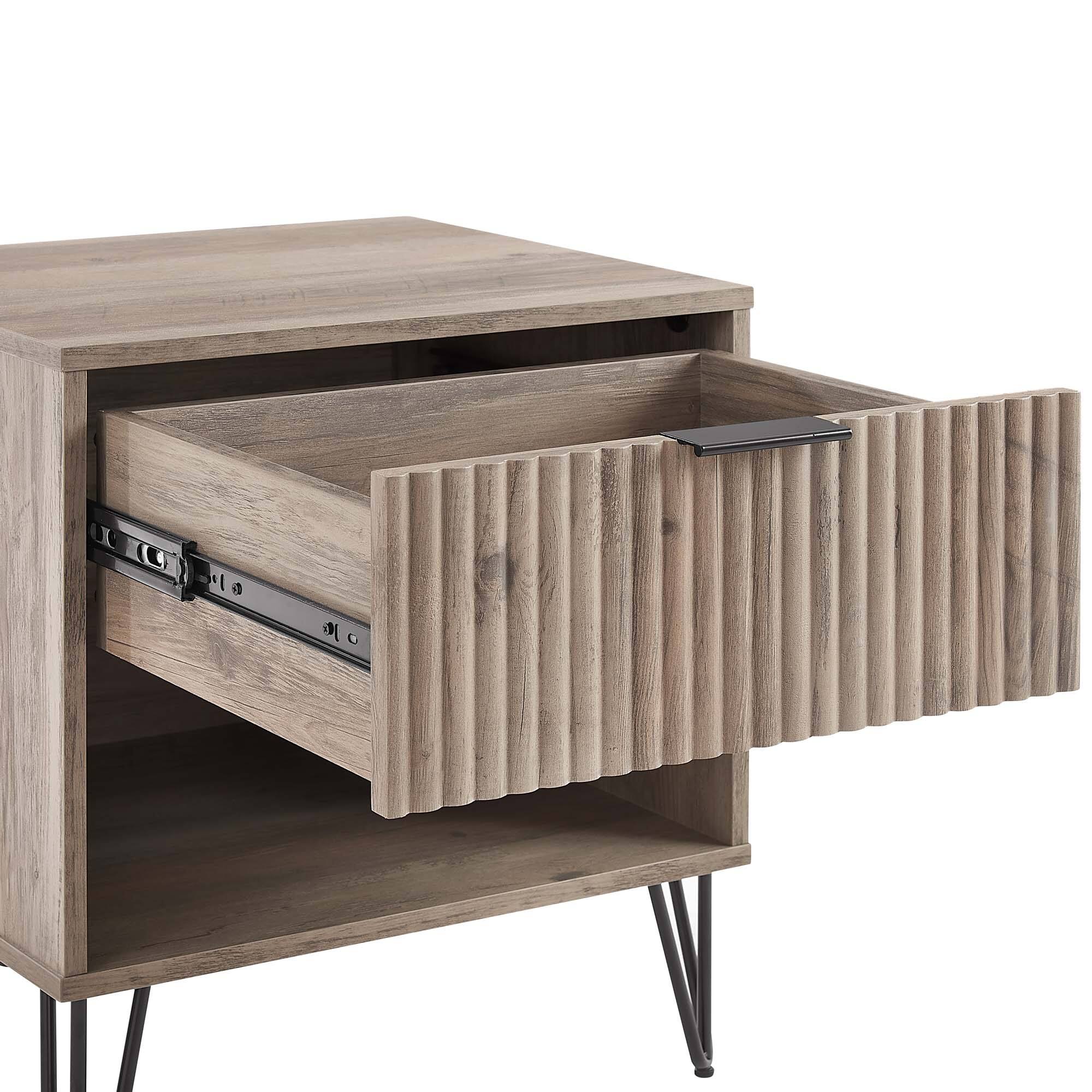 Alt View 1. Manhattan Comfort - Dumbo Modern 20" Fluted Nightstand - Rustic Gray.