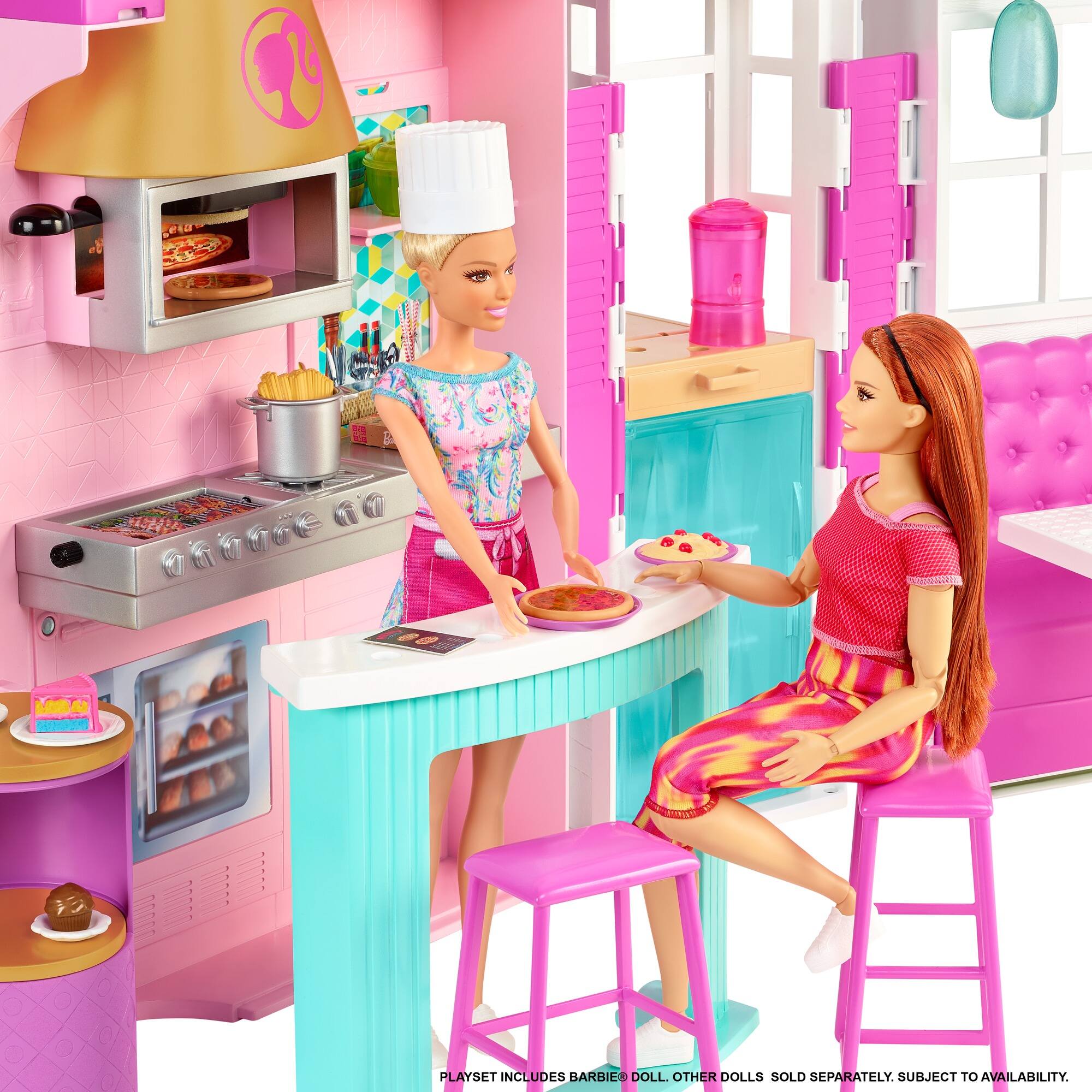 Best Buy Barbie Cook n Grill Restaurant Playset Pink White HBB91