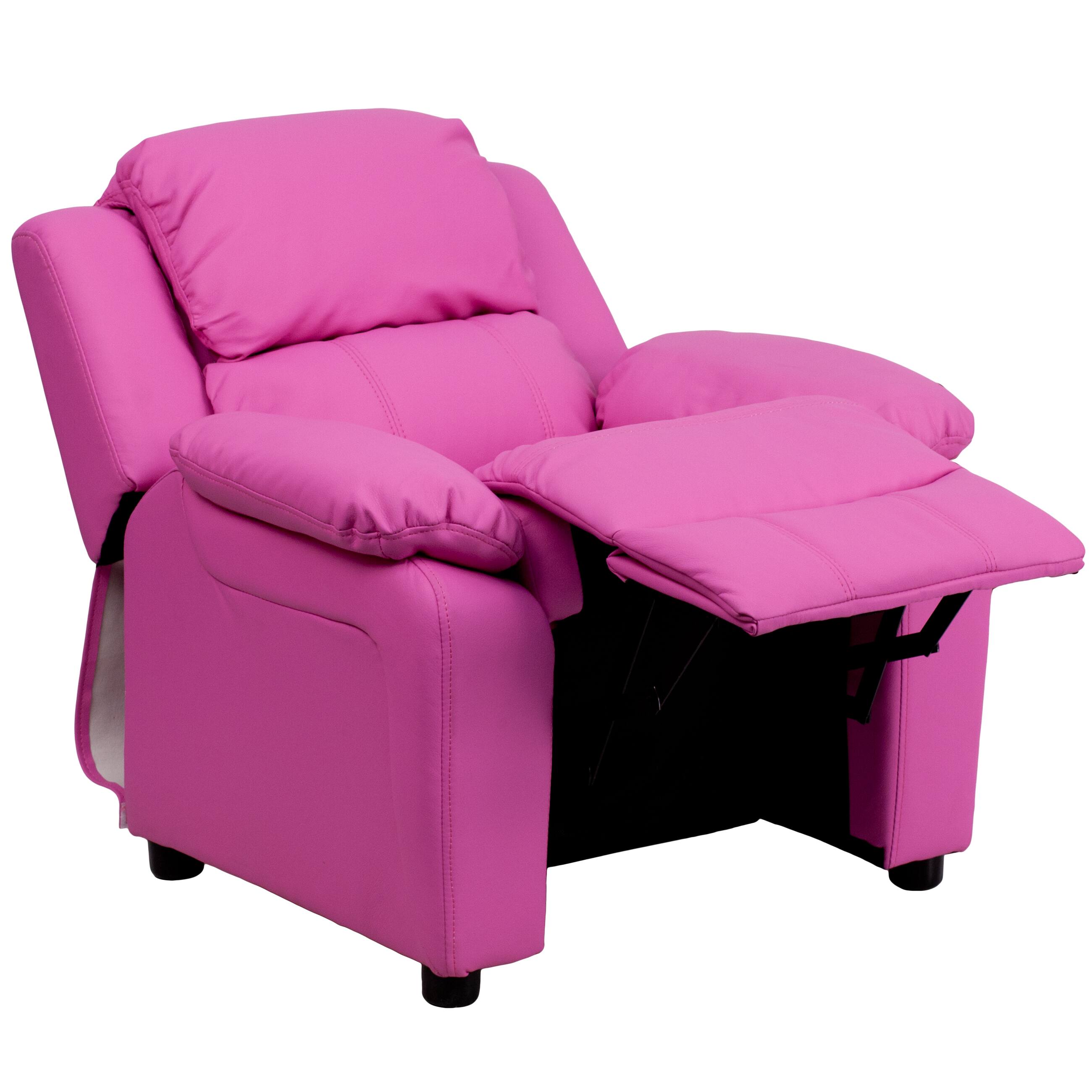 Alt View 10. Emma + Oliver - Deluxe Padded Contemporary Kids Recliner with Storage Arms - Hot Pink Vinyl.
