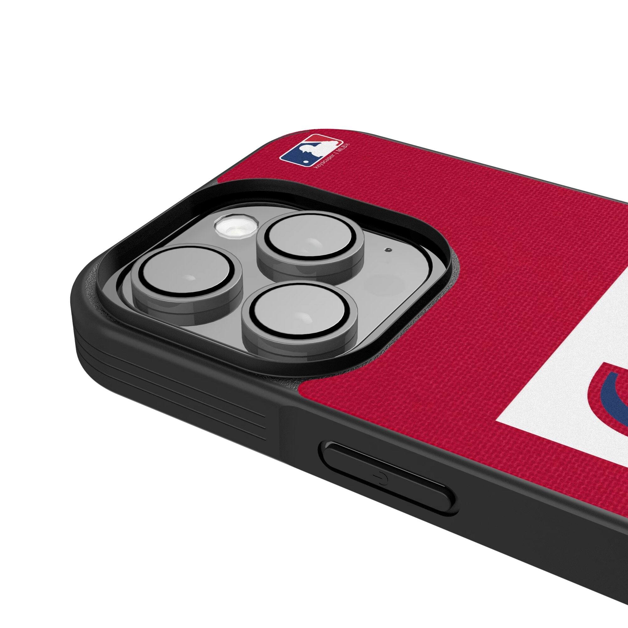 Alt View 3. Keyscaper - Texas Rangers Red iPhone Solid Design Bump Case - 14 Pro - Multicolor.