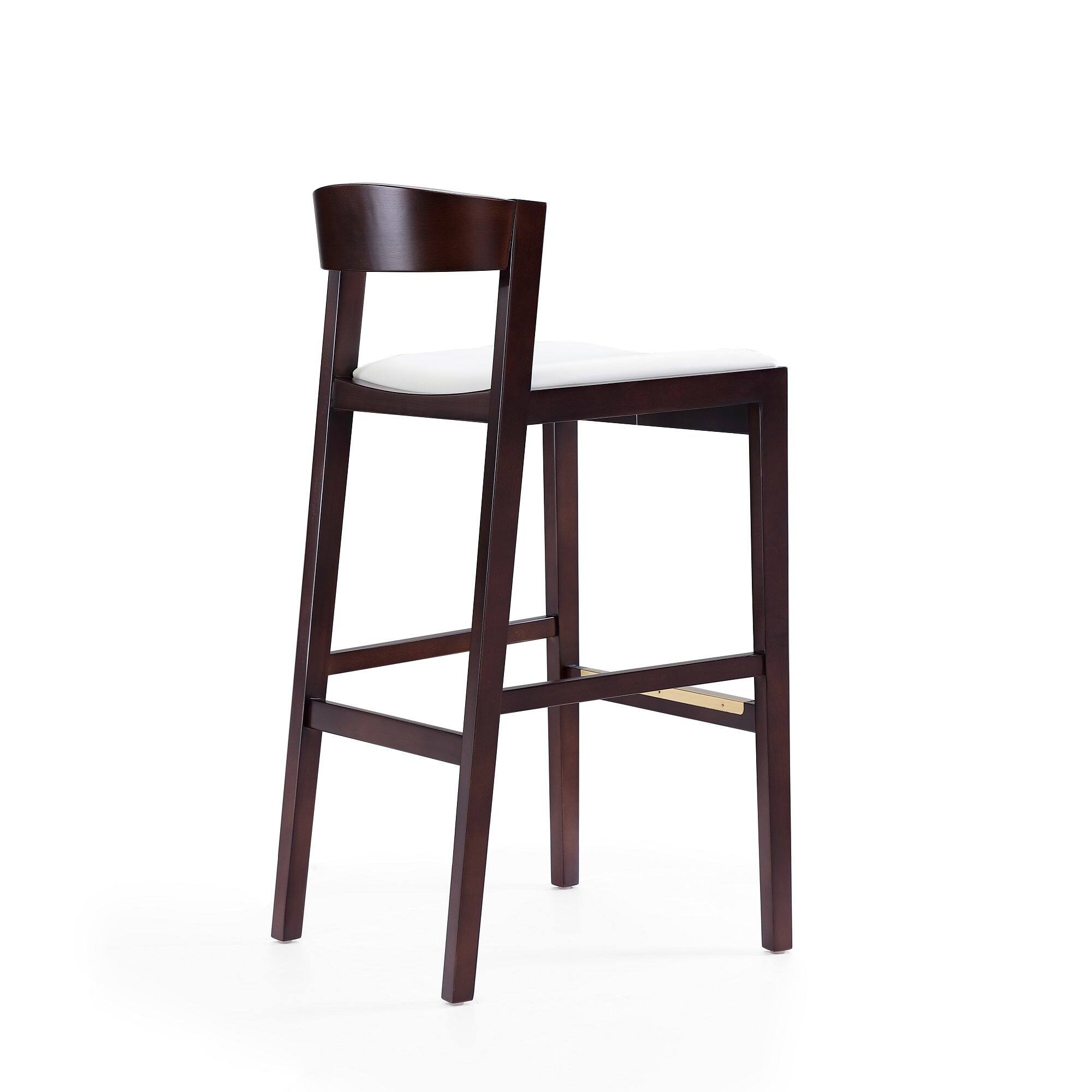 Alt View 1. Manhattan Comfort - Klismos Mid-Century Modern Wood Upholstered Barstool - Set of 2 - Ivory.