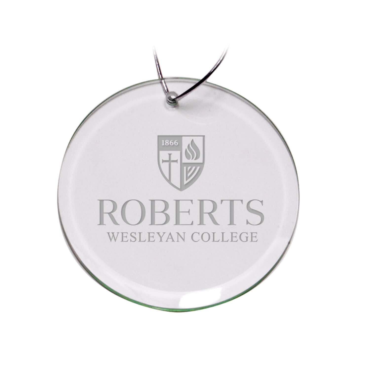 Jardine - Roberts Wesleyan Redhawks 3'' Glass Round Ornament - Multicolor