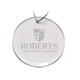 Jardine - Roberts Wesleyan Redhawks 3'' Glass Round Ornament - Multicolor