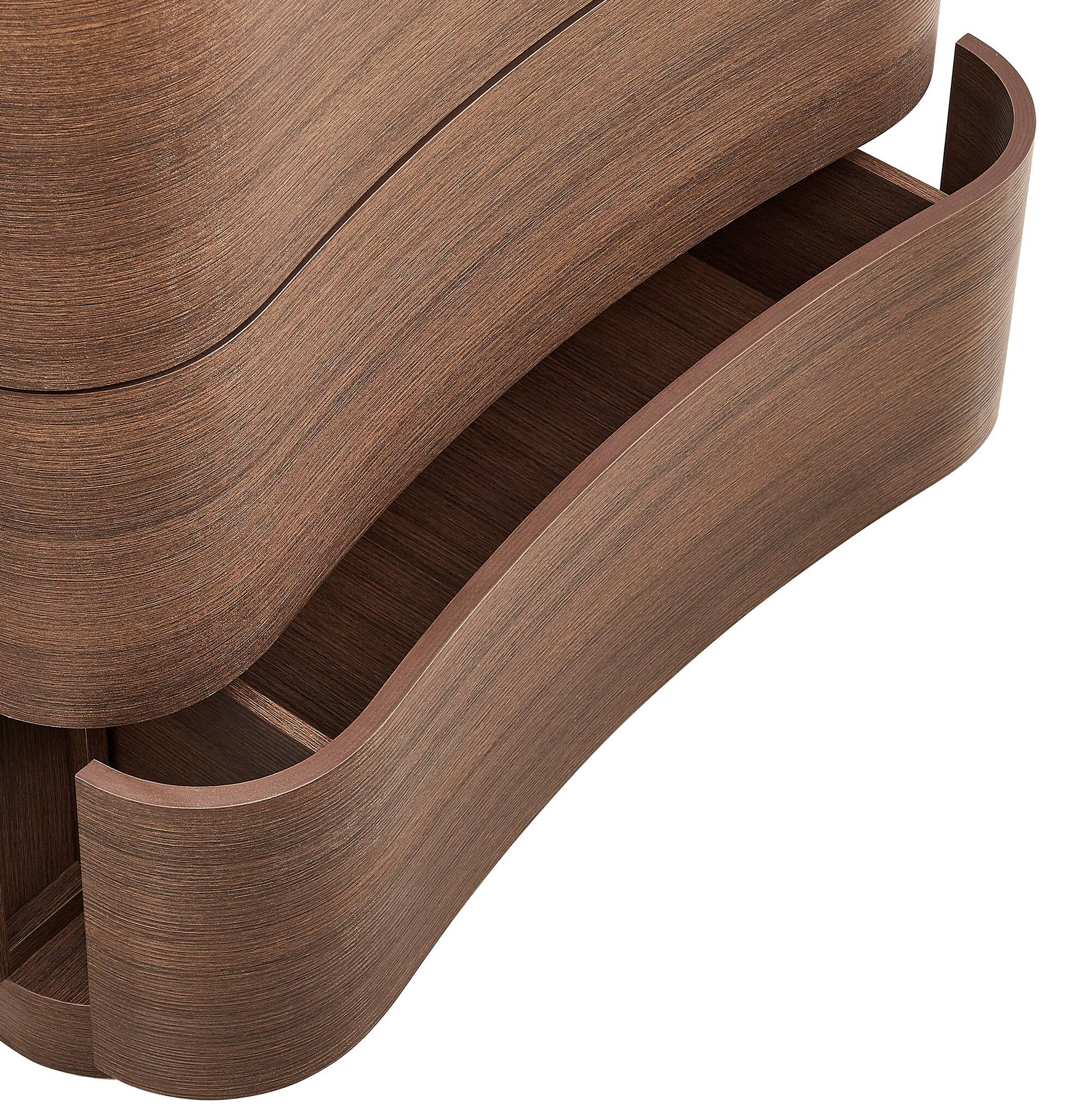 Alt View 5. Modway - Mirae 3-Drawer Curved Compact Dresser by Modway - Brushed Brown Oak.