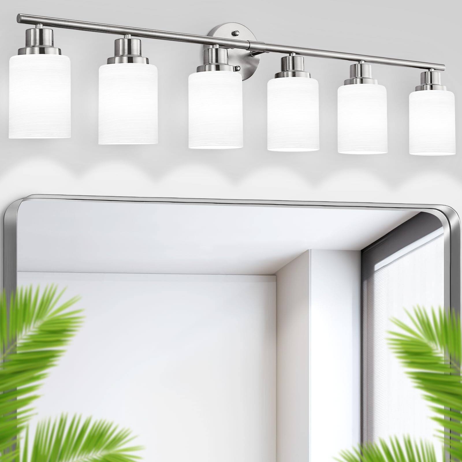 Dazzling Pops Brushed Nickel Vanity Lights For Mirror Bathroom Light ...