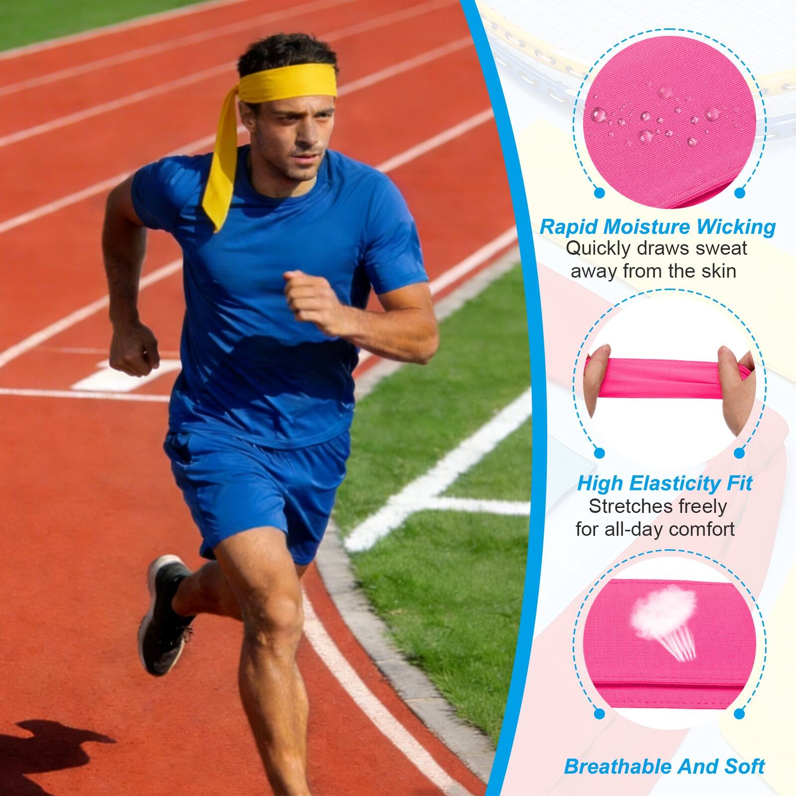 Rapid Moisture Wicking: Quickly draws sweat away from the skin  
High Elasticity Fit: Stretches freely for all-day comfort  
Breathable And Soft