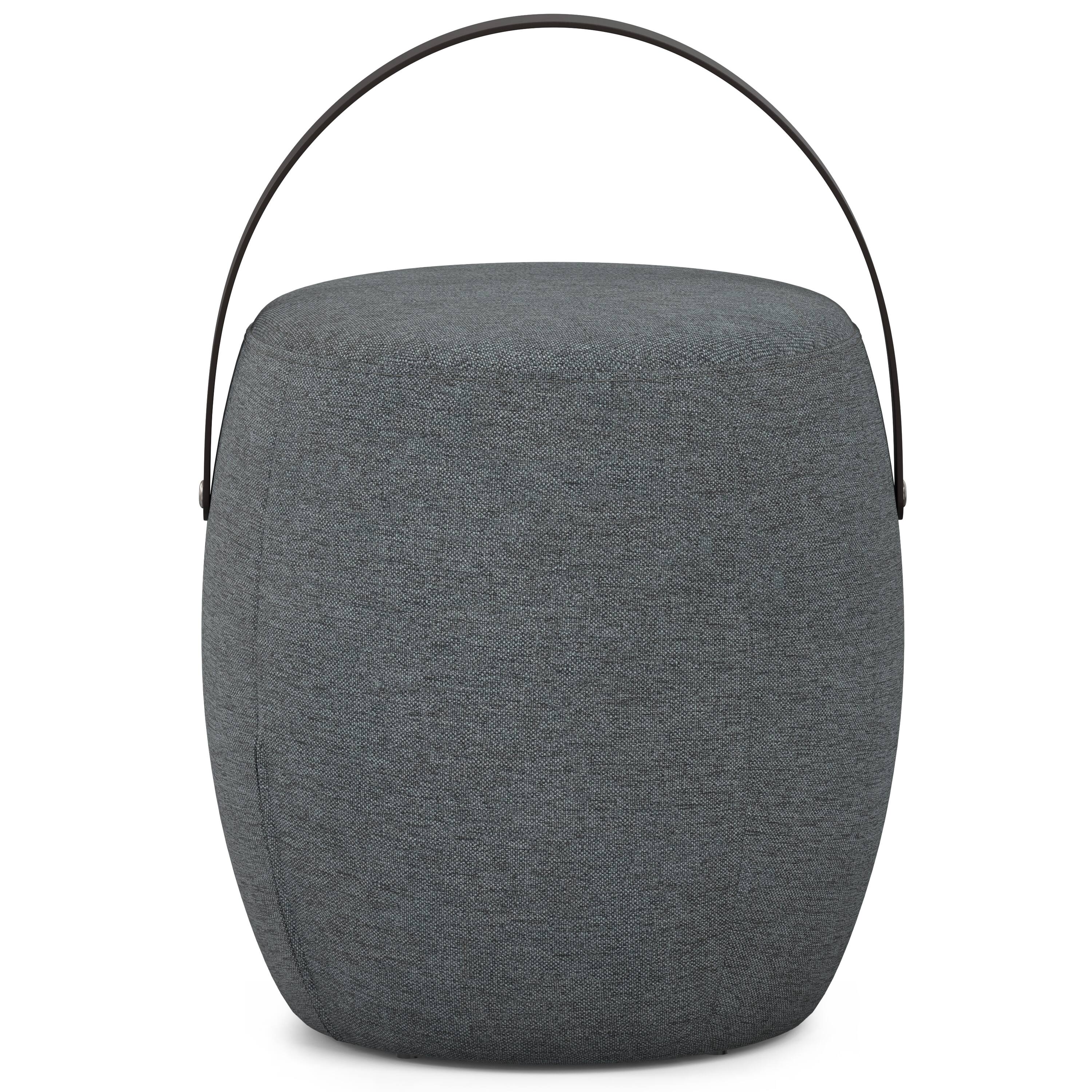 Back. Simpli Home - Ramsay 16 inch Wide Contemporary Irregular Footstool in Grey  Linen Look Fabric, Fully Assembled - Grey.