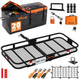 Mockins - 60 in. x 20 in. x 6 in. Trailer Hitch Cargo Carrier Basket w/ 20 Cu Ft. Cargo Bag & Hitch Rack Accessories