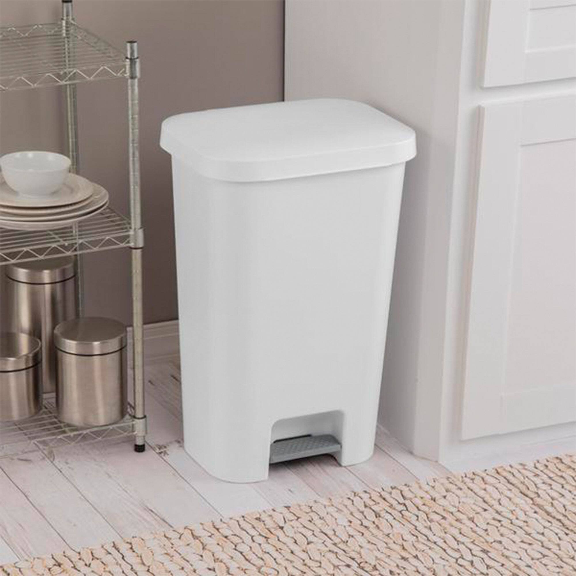 Alt View 4. Sterilite - Sterilite 11.9 Gal Rectangle Step On Trash Kitchen Wastebasket, White (8 Pack) - White.