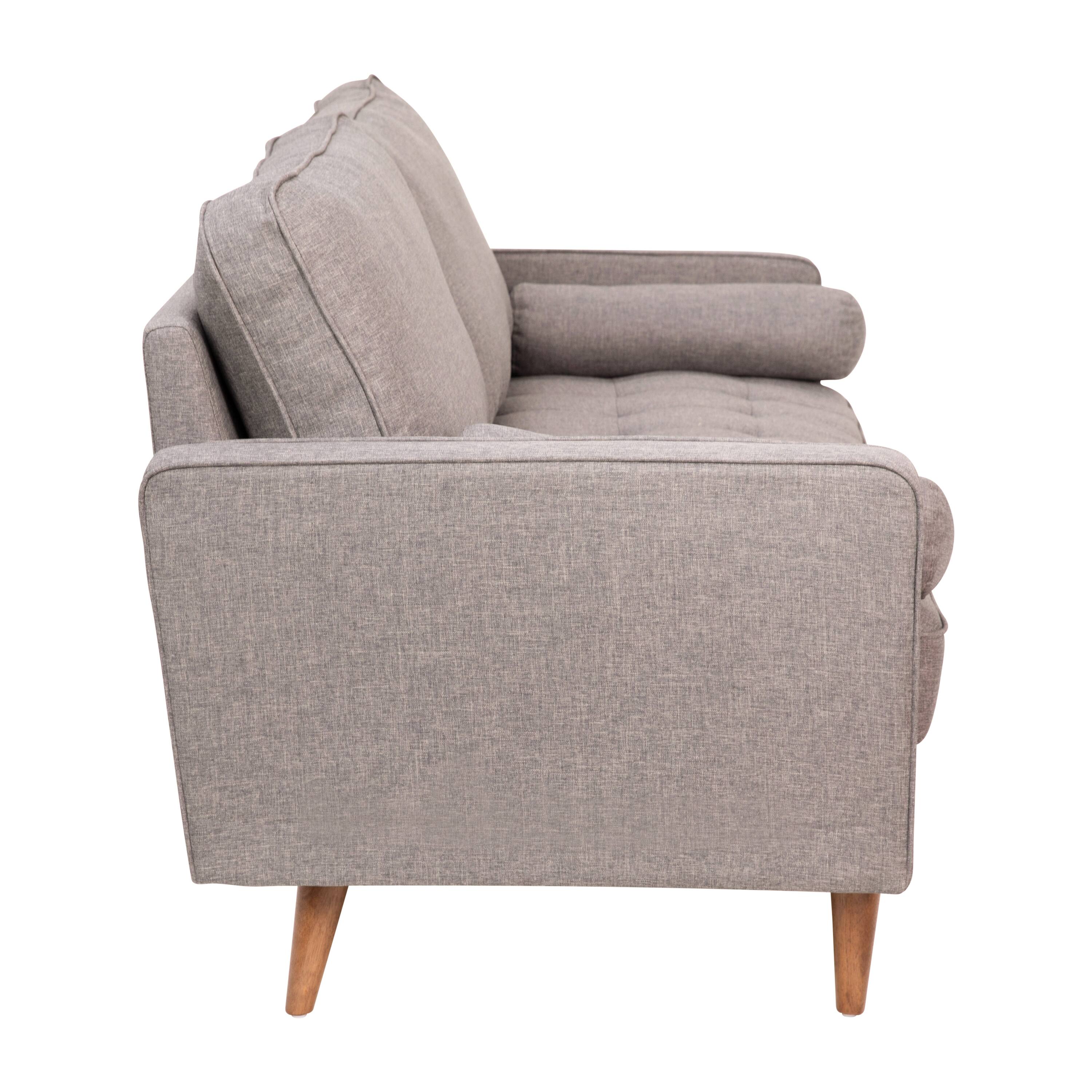 Alt View 8. Emma + Oliver - Holden Upholstered Mid-Century Modern Pocket Spring Sofa with Wooden Legs and Removable Back Cushions - Slate Gray.