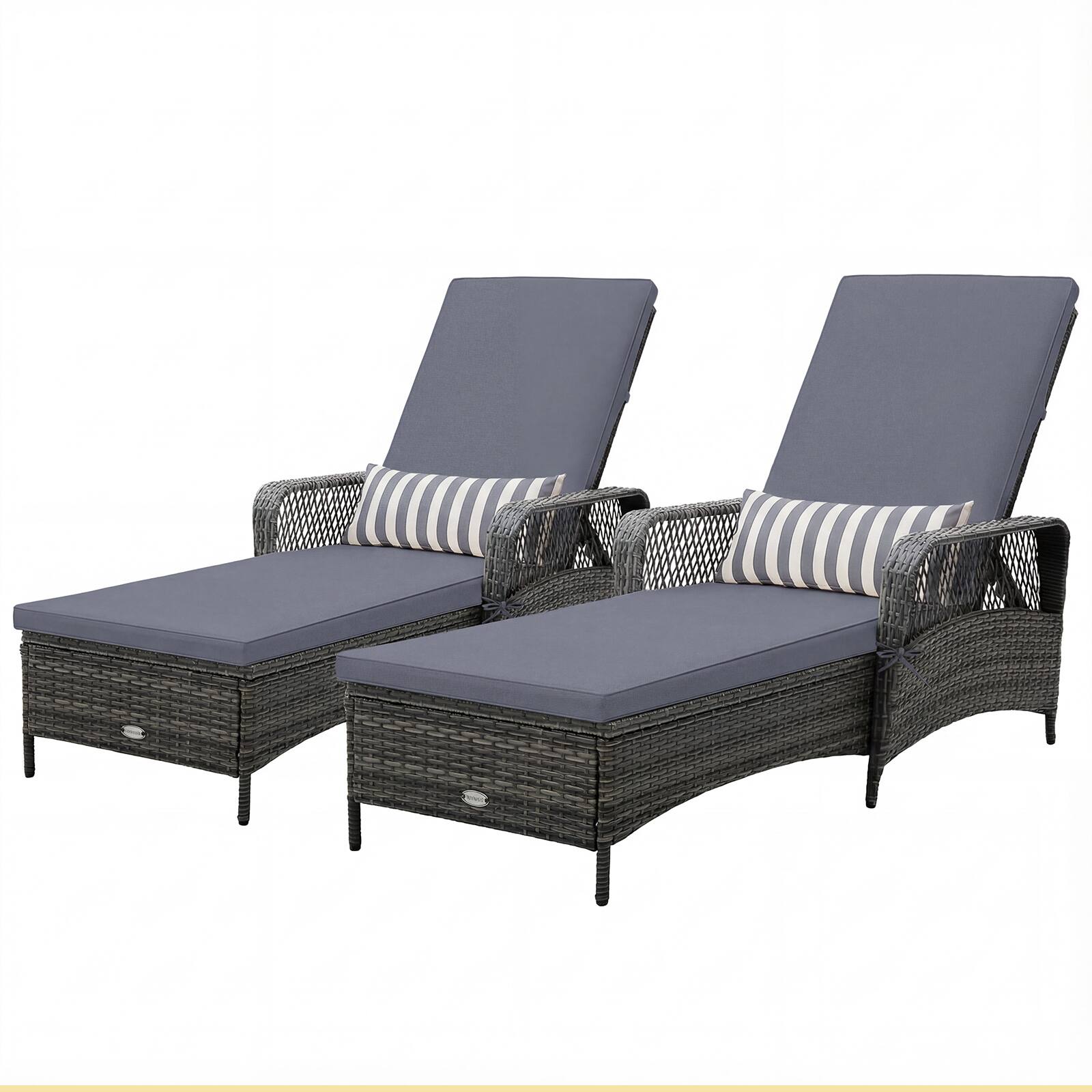 Alt View 8. Gymax - Gymax 2 PCS Outdoor Chaise Lounge Chair Patio Recliner w/ 6-Level Backrest Cushion Mix Gray - Grey.