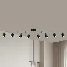 Front. Dazzed Corner - 8 Light Track Lighting Fixtures Ceiling, Adjustable LED Track Lights,No GU10 Bulb - Black.