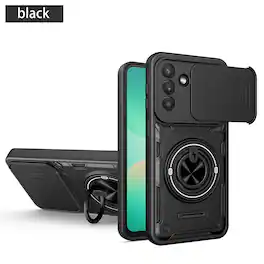 UUCOVER - For Samsung Galaxy A17 / A26 5G Magnetic Case with Sliding Camera Cover and Rotating Kickstand, Shockproof Bumper Cover - Black