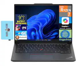 Lenovo - Thinkpad E14 G6 Laptop 14.0 WUXGA (AMD Ryzen 7 7735U, 32GB DDR5, 1TB PCIe SSD, Win 11 Pro) w/USB Hub - Black