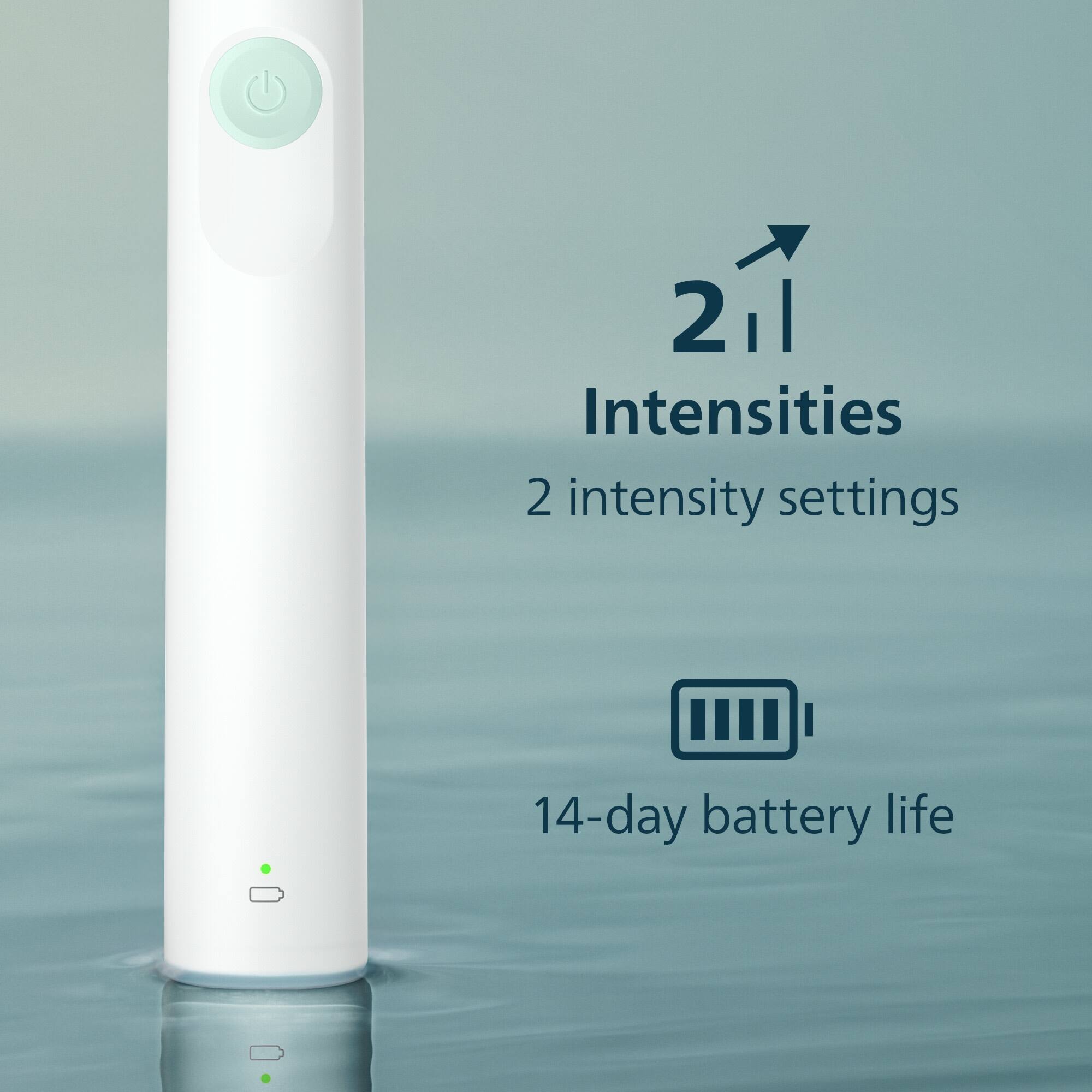 2 Intensities  
2 intensity settings  
14-day battery life
