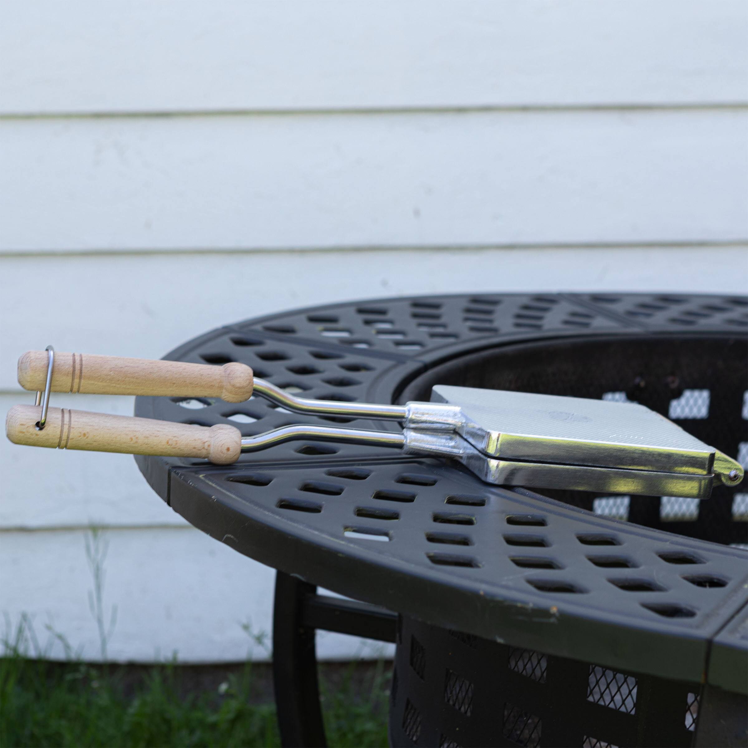 Alt View 4. Kings County Tools - 10in Waffle Maker with Handles - Silver and Brown.