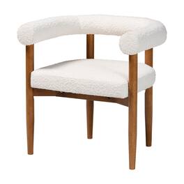 Baxton Studio - Caia Boucle Dining Chair – Modern Upholstered Accent Armchair, Cream, Minimalist Design - Cream/Walnut Brown