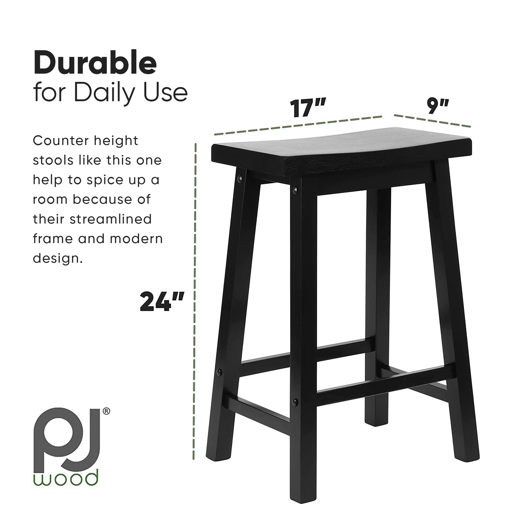 Durable for Daily Use

Counter height stools like this one help to spice up a room because of their streamlined frame and modern design.

17" 9" 24" PJ wood