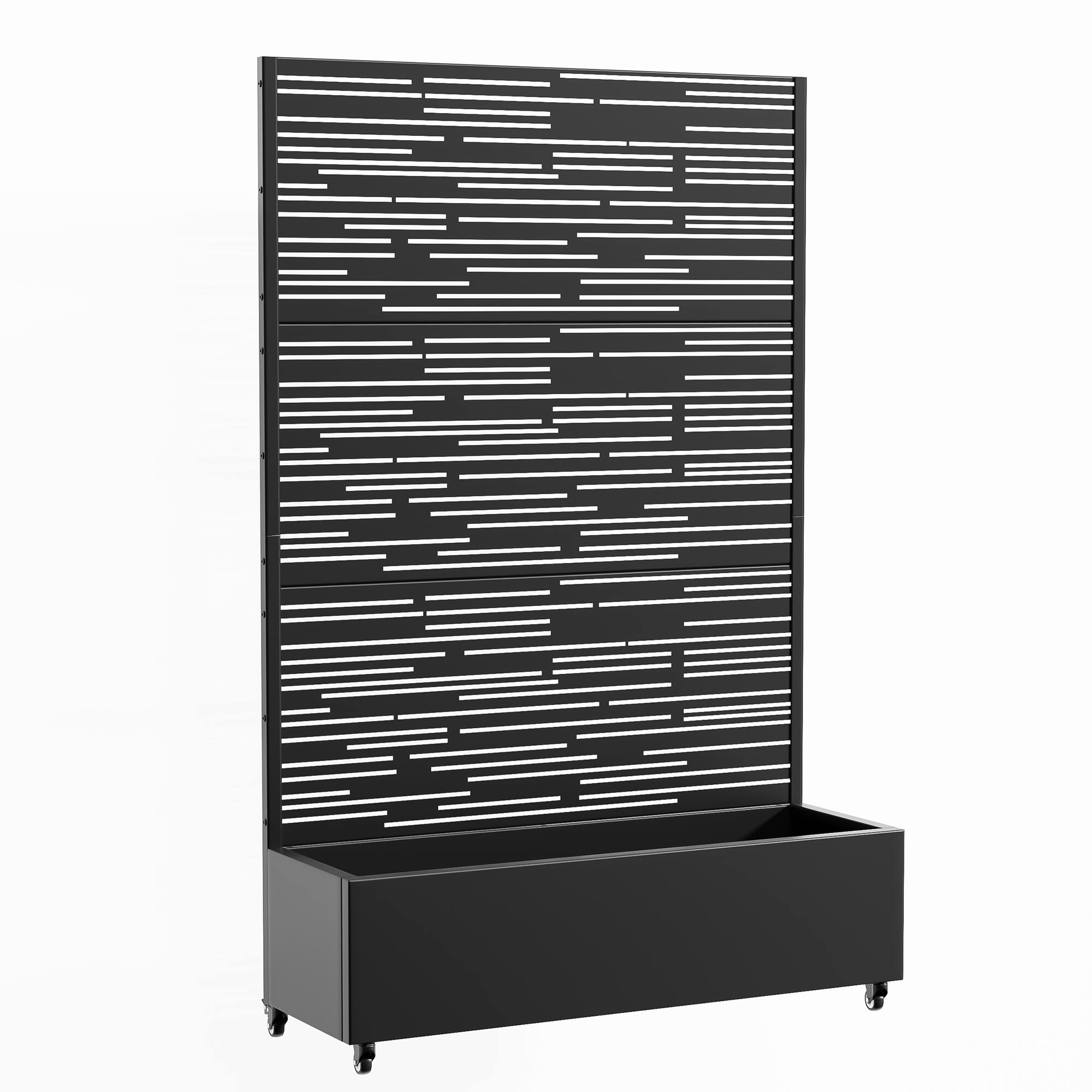 Angle. PexFix - 72 in. H x 47 in. W Shine Pattern Rectangle Metal Planter Box Raised Garden Beds with Trellis-Ideal for Balcony - Black.