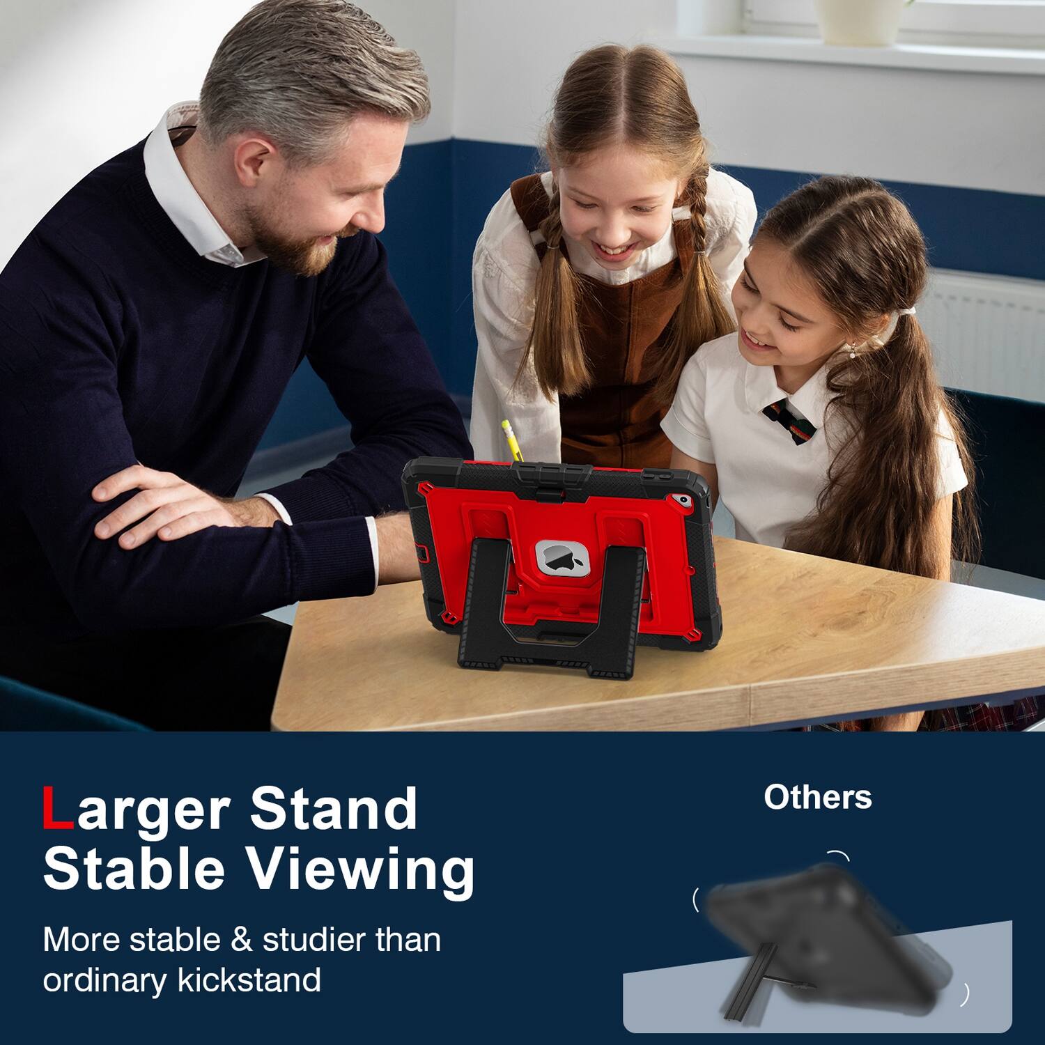 Larger Stand Stable Viewing  
More stable & sturdier than ordinary kickstand