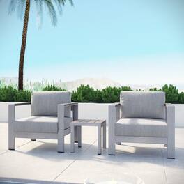 Shore 3 Piece Outdoor Patio Aluminum Set by Modway - Silver Gray