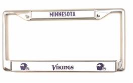 Rico Industries - Minnesota Football Vikings - 12" x 6" Standard Size - Chrome Metal License Plate Frame - Multi