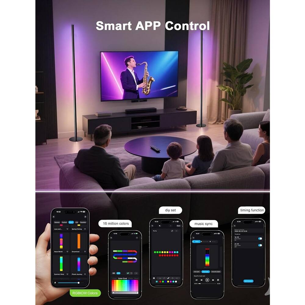 Smart APP Control

- diy set timing function
- 16 million colors
- music sync
- RGBICW Colors