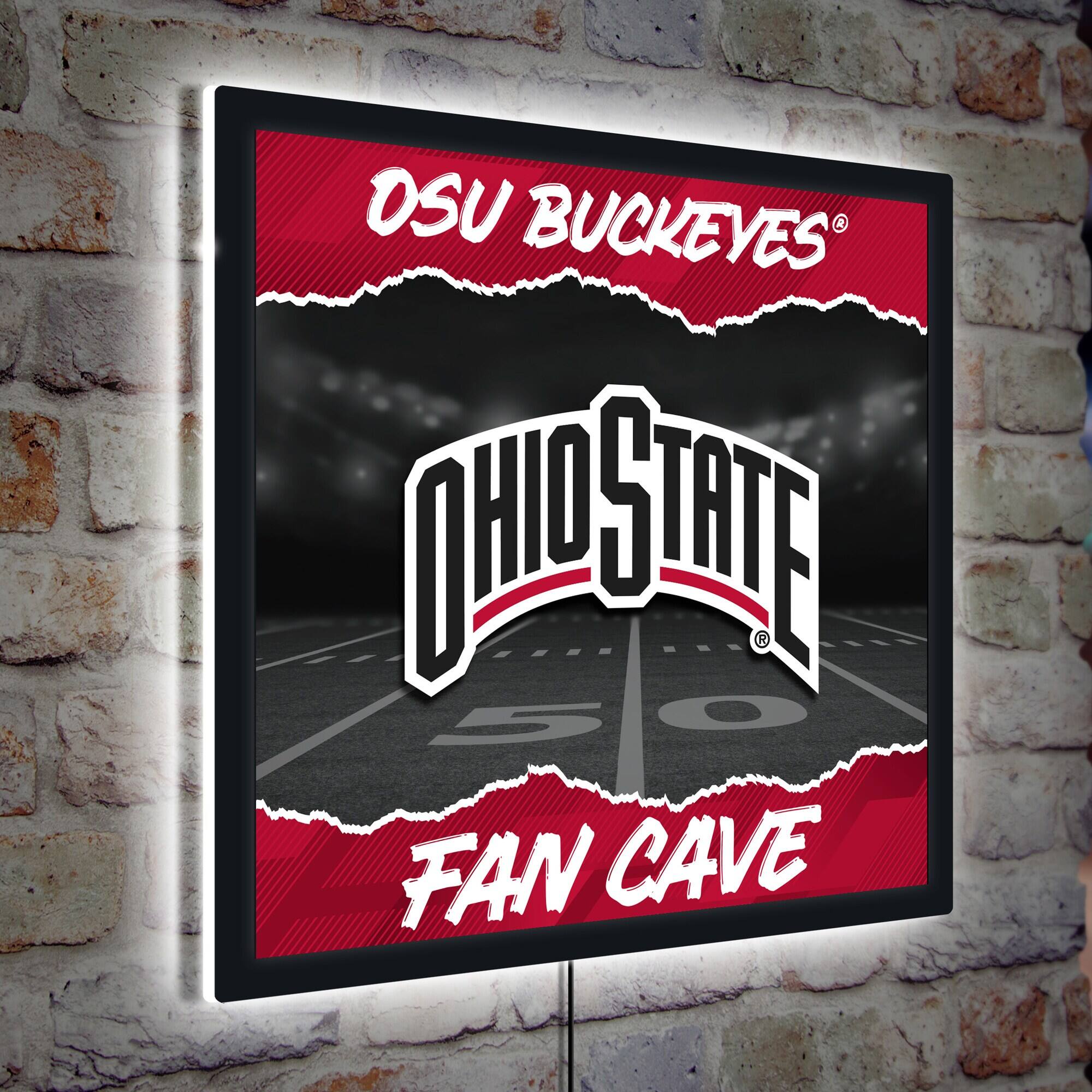 Evergreen Enterprises - Ohio State Buckeyes 23" LED Fan Cave Square-Shaped Lighted Wall Sign - Multicolor