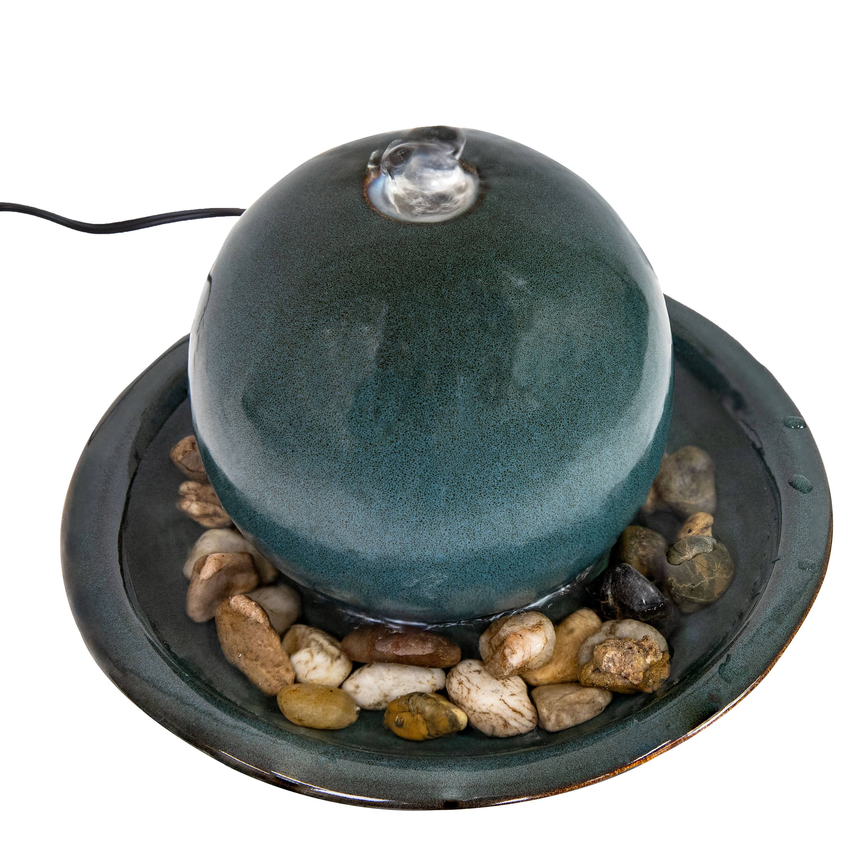 Alt View 10. Sunnydaze - Ceramic Indoor Tabletop Water Fountain with Orb 4pk - Teal.