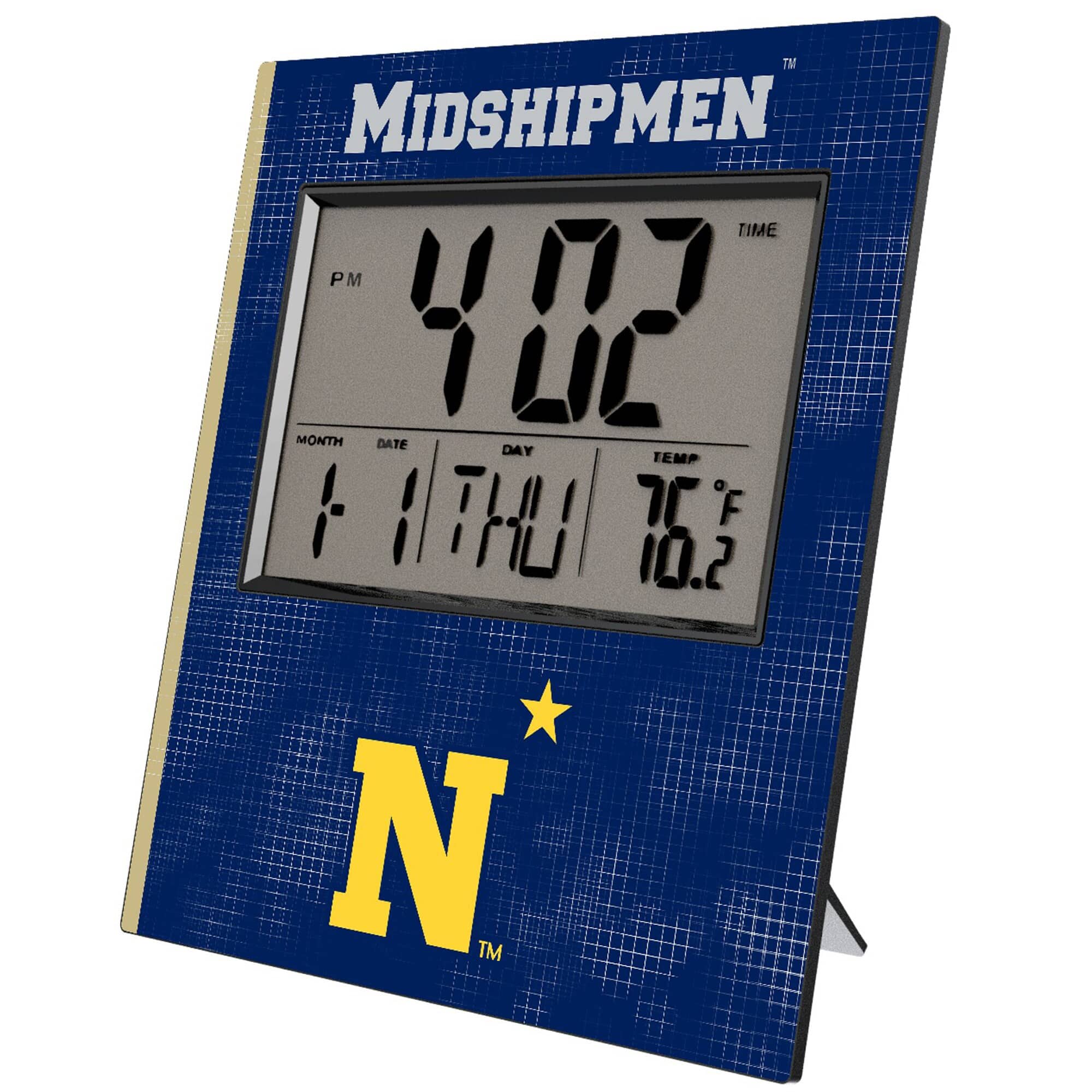 Keyscaper - Navy Midshipmen Cross Hatch Digital Desk Clock - Multicolor