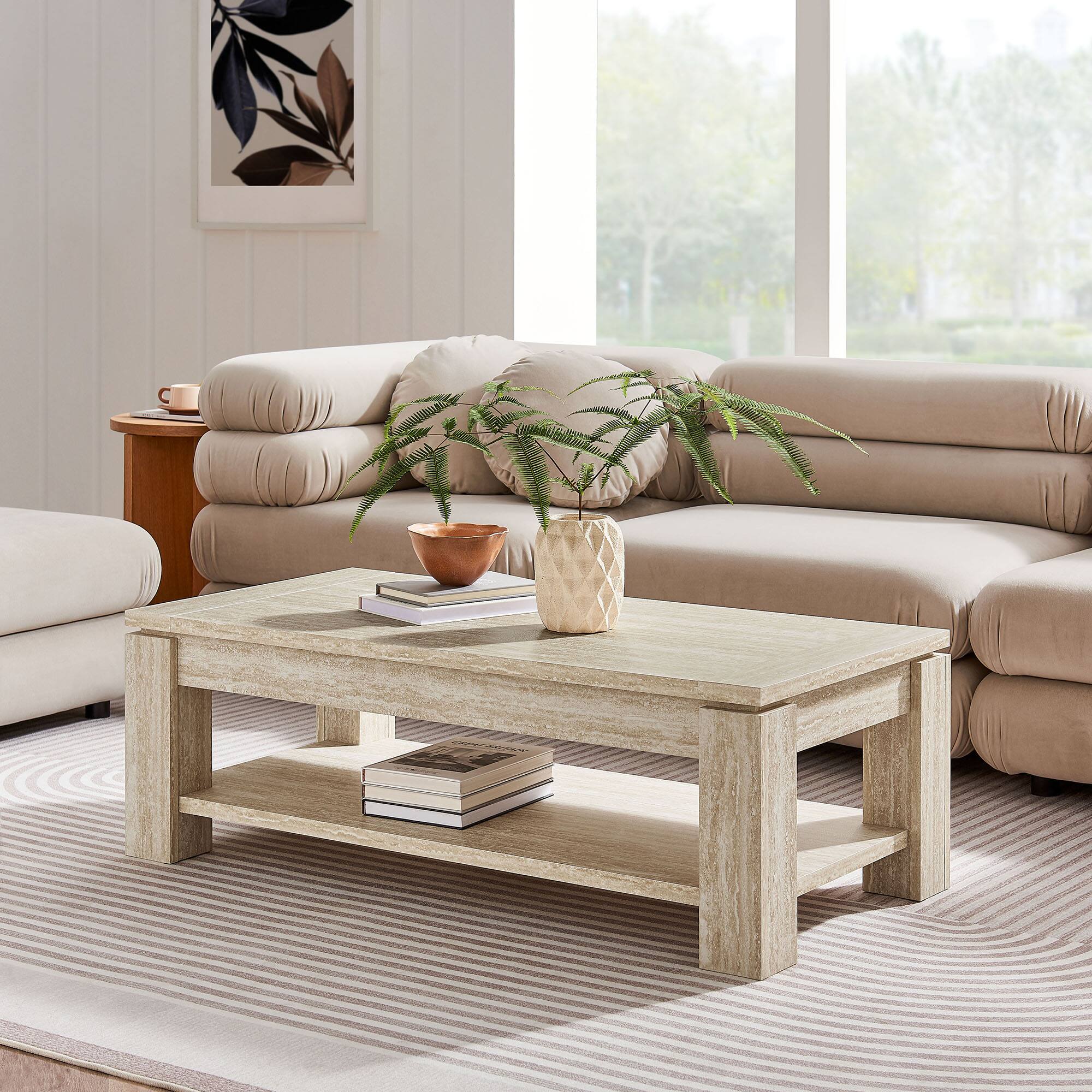 Front. Modway - Hollis Travertine Coffee Table by Modway - Travertine.