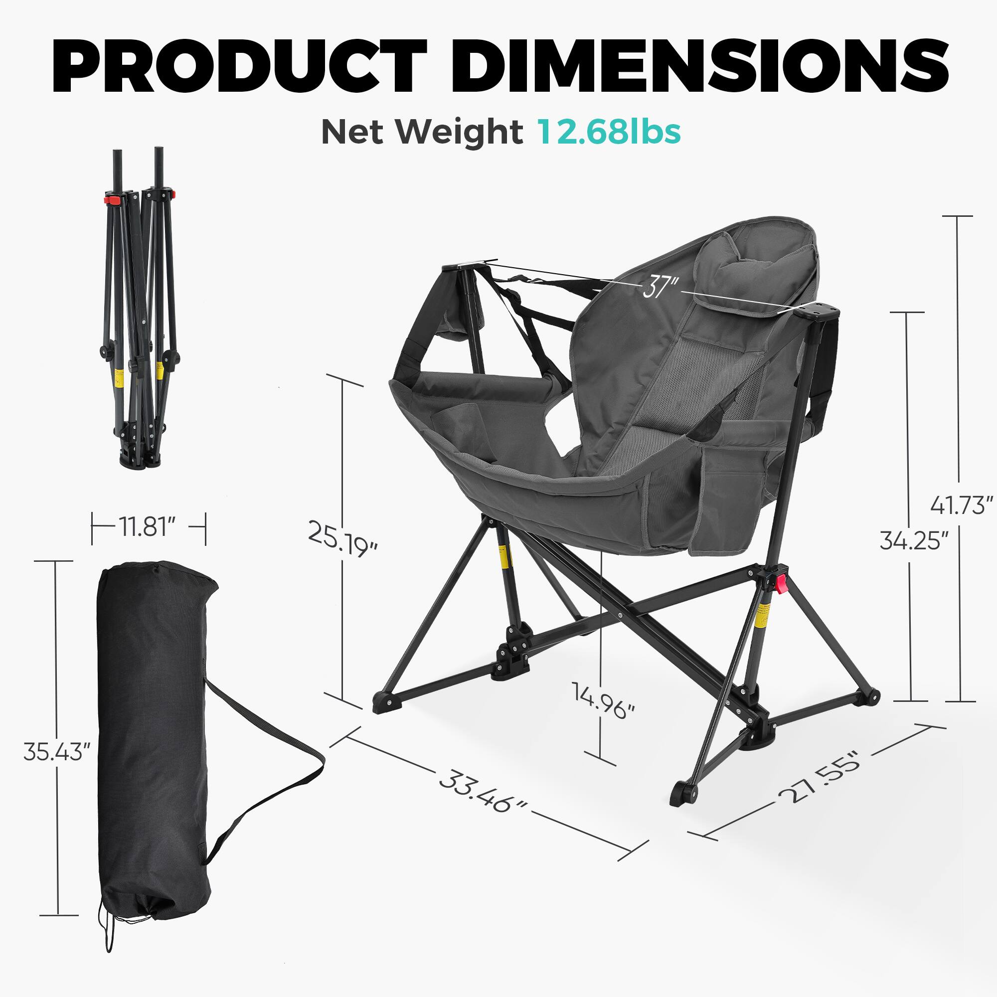 PRODUCT DIMENSIONS  
Net Weight 12.68lbs  
37"  
11.81"  
25.19"  
41.73"  
34.25"  
35.43"  
14.96"  
33.46"  
27.55"