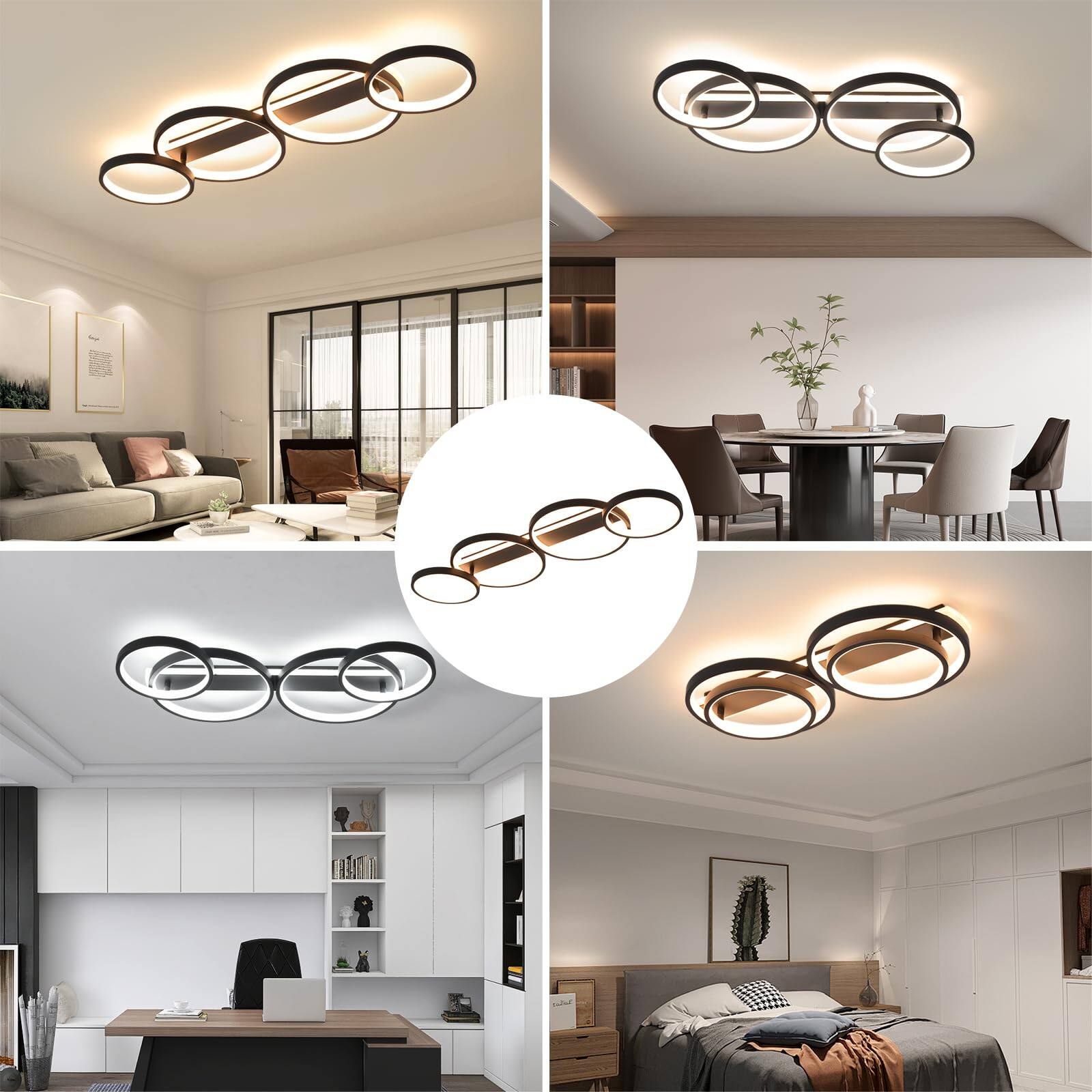 Alt View 5. Morfone - Rectangular Recessed LED Ceiling Light Black Hallway Light - black.