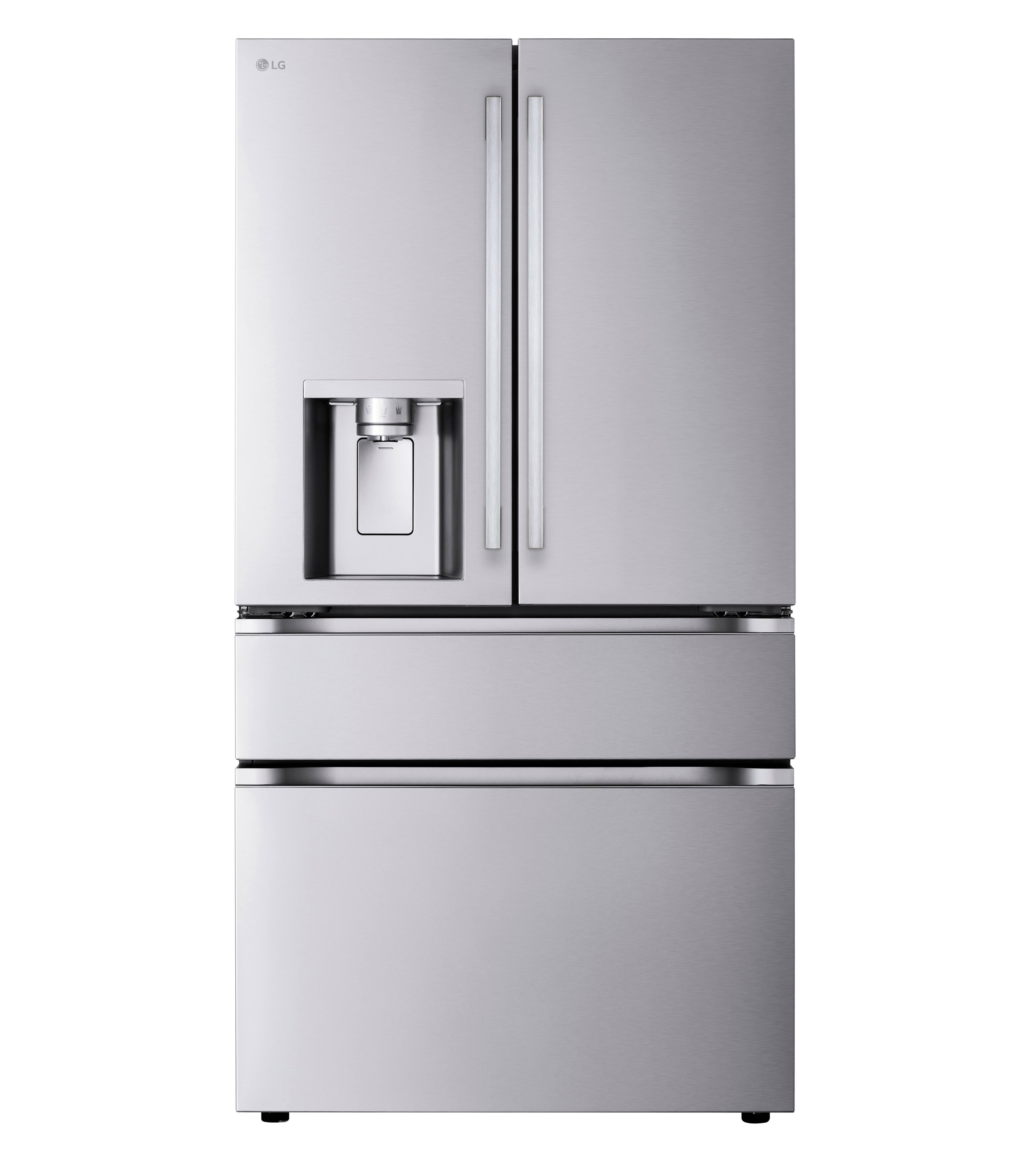 Front. LG - 36-in Wide Standard-Depth MAX 28.6 Cu. Ft. 4-Door French Door Smart Refrigerator with Full Convert Drawer - PrintProof Stainless Steel.