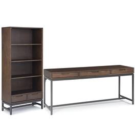 Simpli Home - Banting 72 inch Desk and 30 inch Bookcase - Walnut Brown