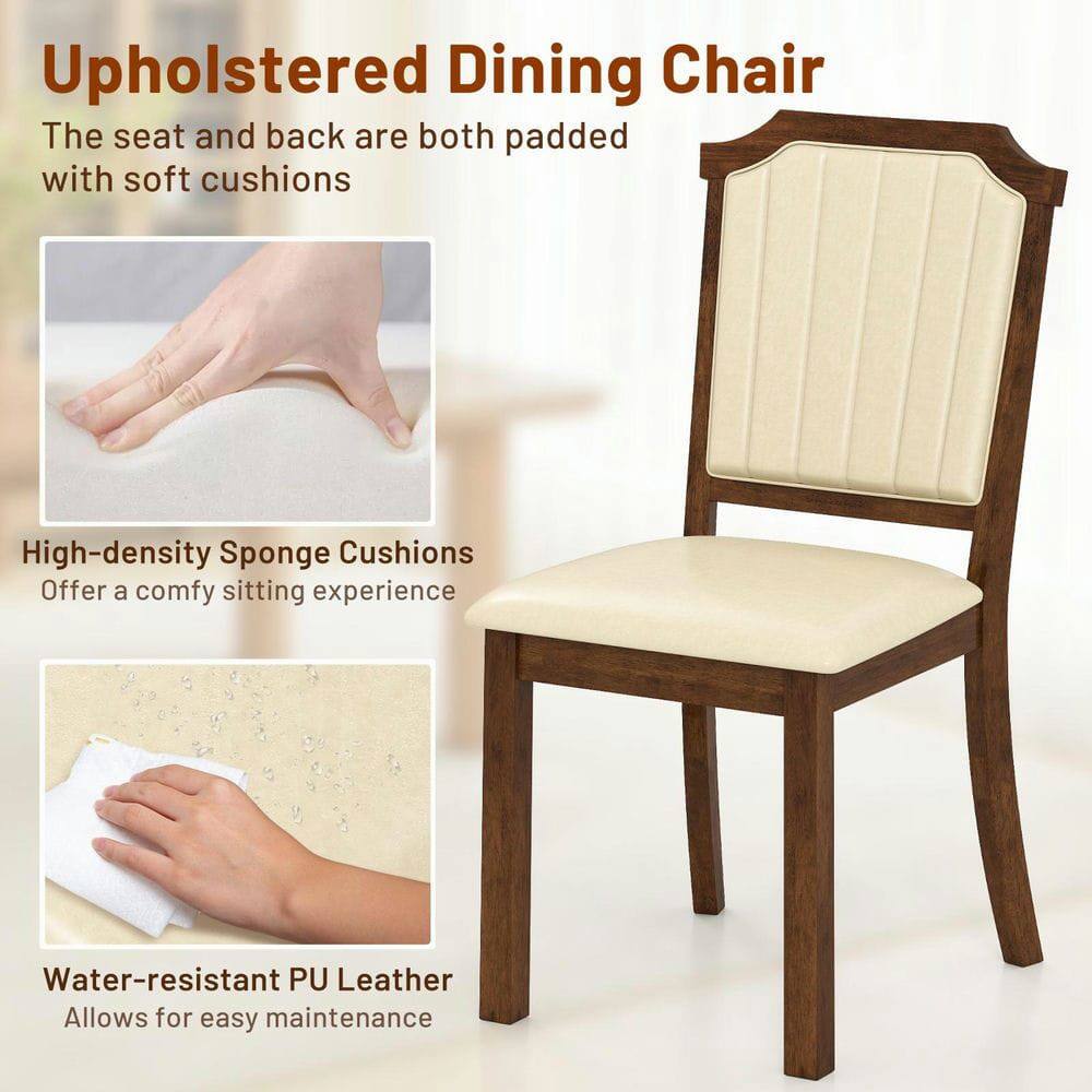 Upholstered Dining Chair

The seat and back are both padded with soft cushions

High-density Sponge Cushions
Offer a comfy sitting experience

Water-resistant PU Leather
Allows for easy maintenance