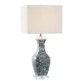 Jonathan Y - May 28" Ceramic/Crystal LED Table Lamp - Blue/White