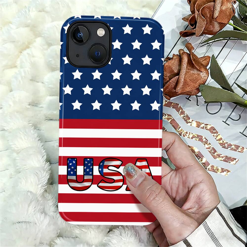 Alt View 6. BUBM - Smartphone Case for iPhone - 2-Layer Durable Smartphone Protection Case - USA Flag - USA Flag for iPhone 15 Plus.