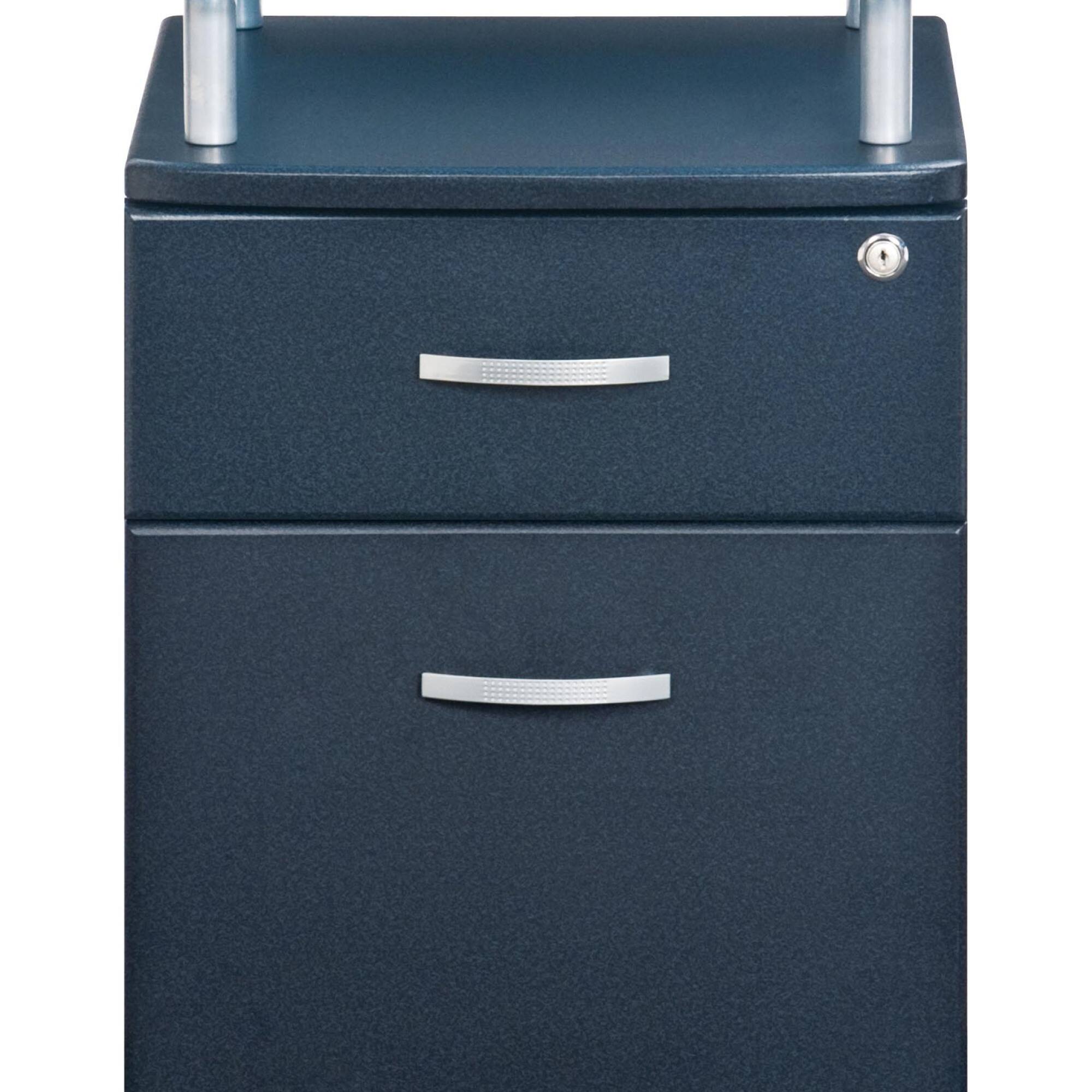 Alt View 4. GOODSILO - Modern Rolling File Cabinet with Tempered Glass Top and Secure Locking Drawers - Dark Grey.