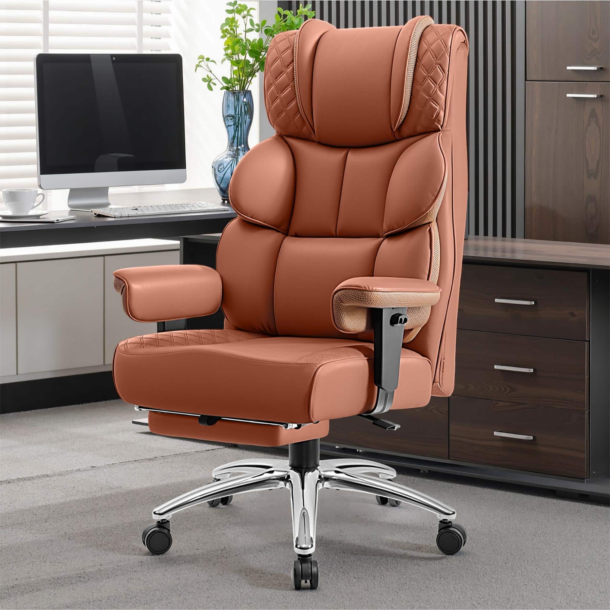 KERDOM Large PU Leather Office Desk Chair Gaming Chair with