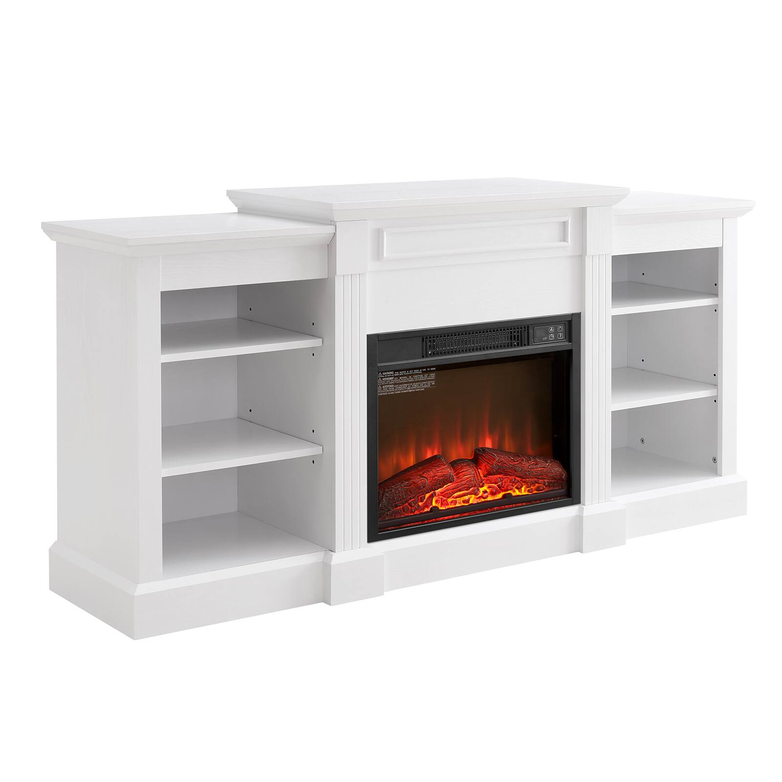 Alt View 7. Chateau Abodes - 65" Fireplace TV Stand with 23" Fireplace Insert & Large Storage Cabinet for up to 70" TVs - White.