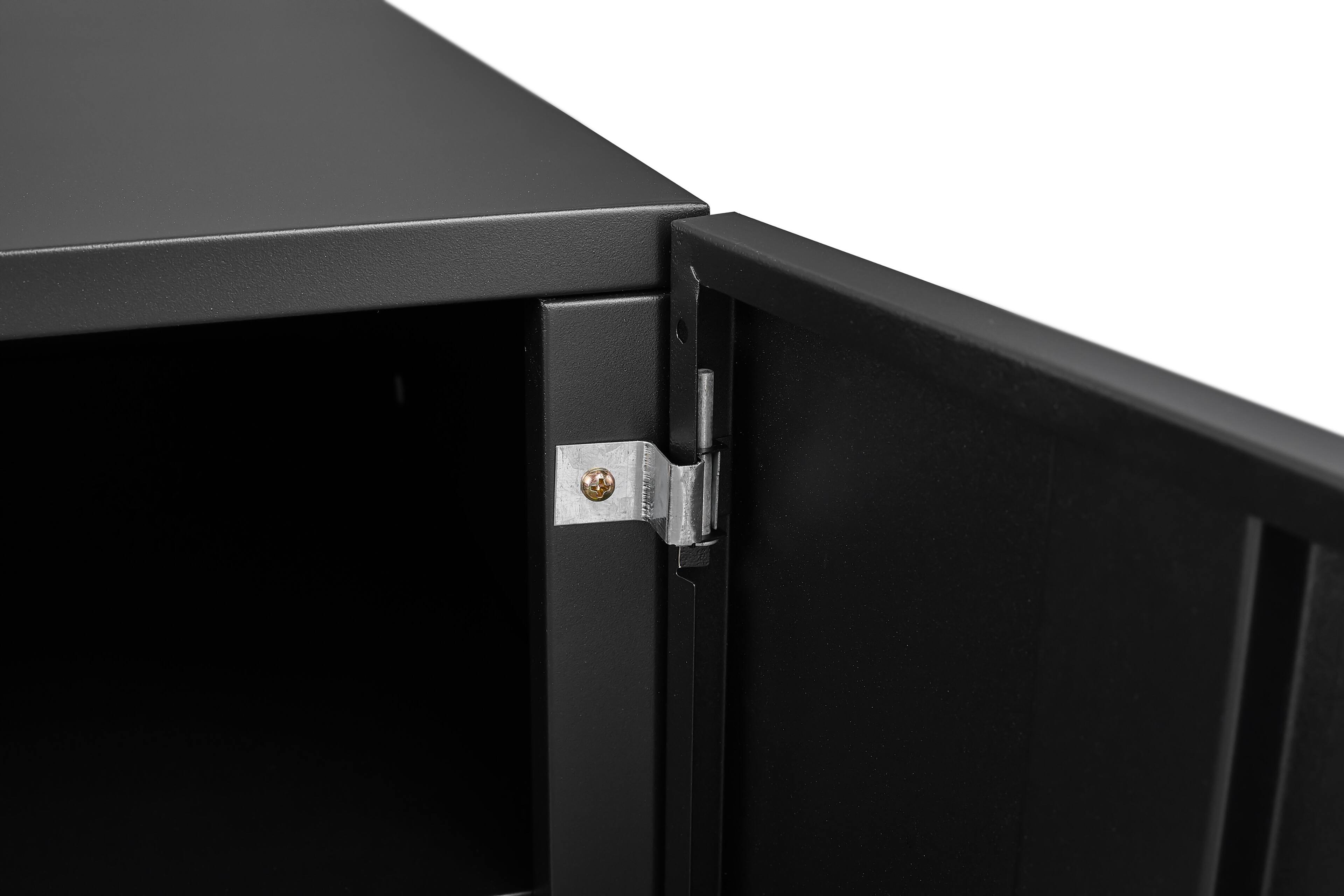 Alt View 3. GOODSILO - Mobile Printer Stand with Storage - Small Space Printer Table with Door, Adjustable Shelf & Wheels for Home Office - Black.